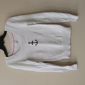 Aerie Small off-white colored sweater woth navy blue anchor on front